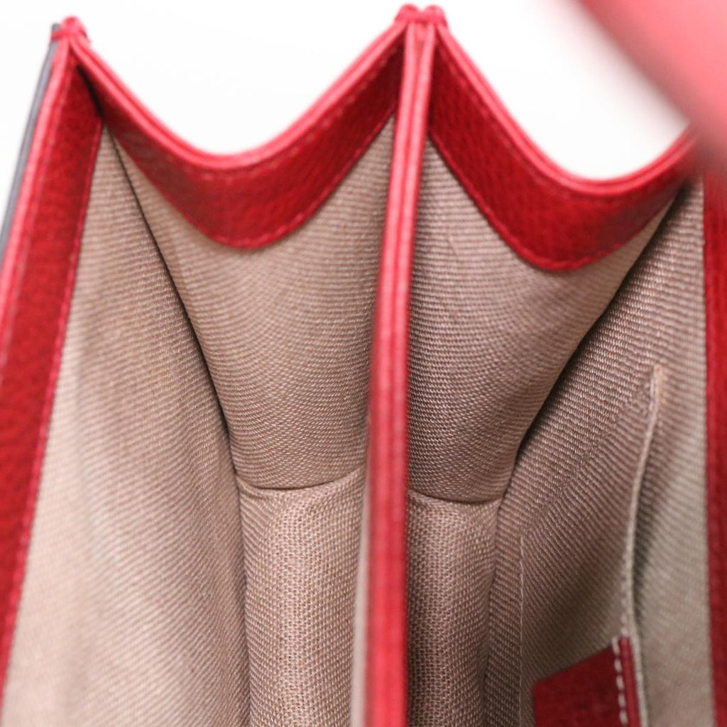 GUCCI Chain Interlocking Shoulder Bag Leather Red 510304 ki2778
