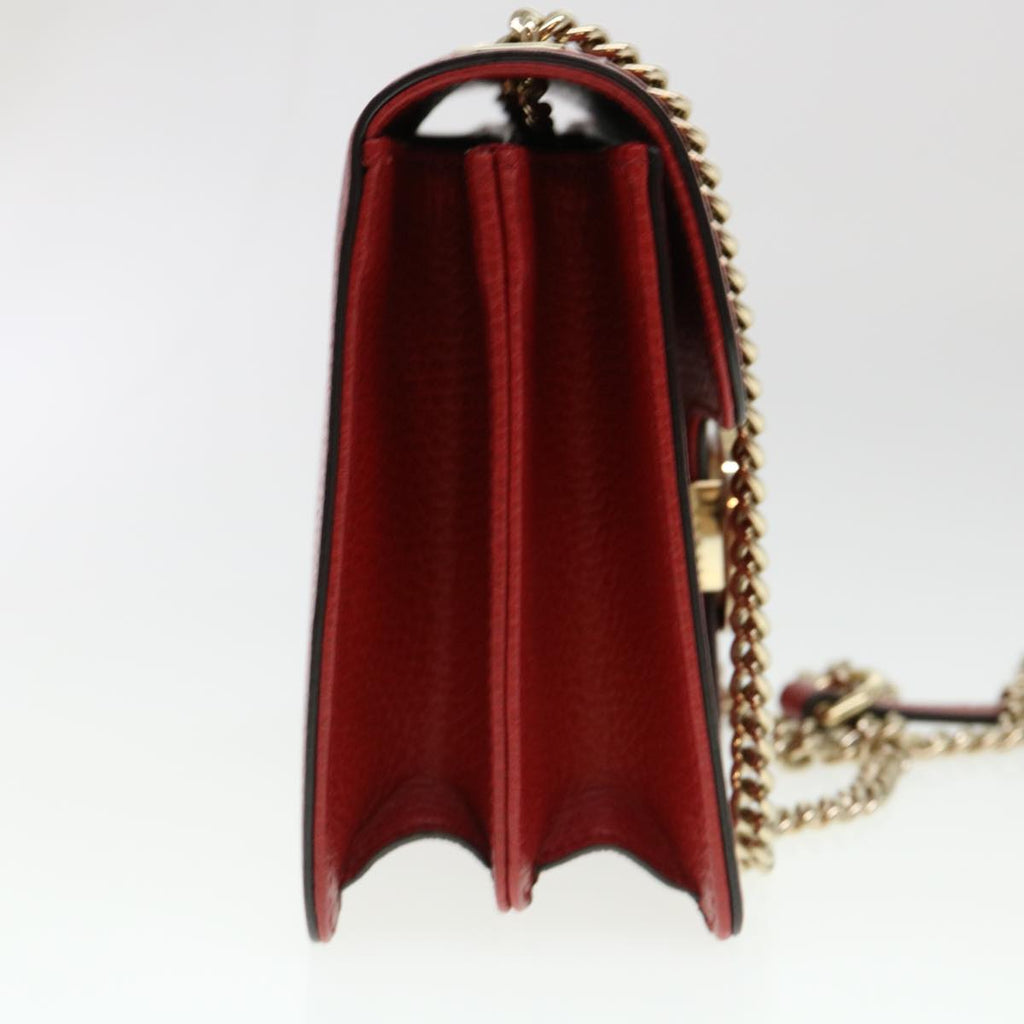 GUCCI Chain Interlocking Shoulder Bag Leather Red 510304 ki2778