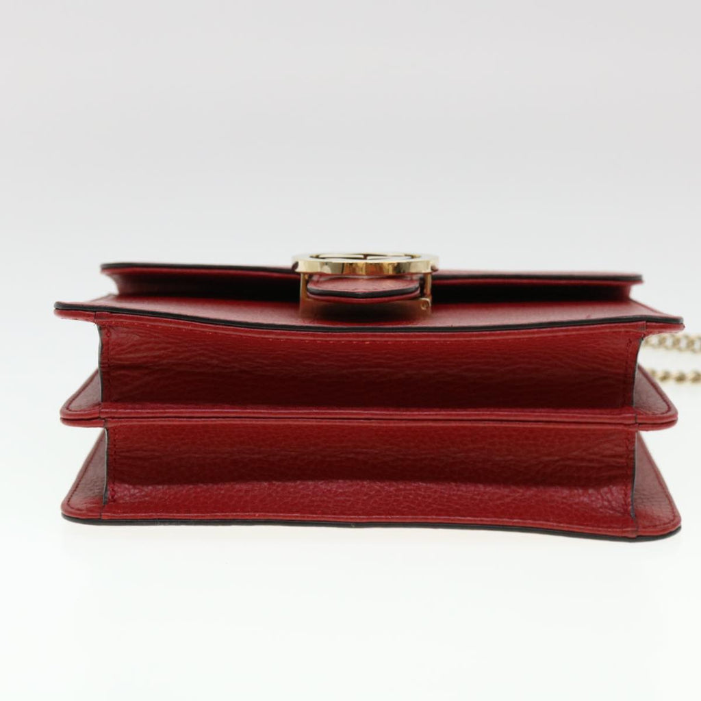 GUCCI Chain Interlocking Shoulder Bag Leather Red 510304 ki2778