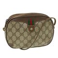 GUCCI GG Canvas Web Sherry Line Shoulder Bag PVC Leather Beige Green ki2800