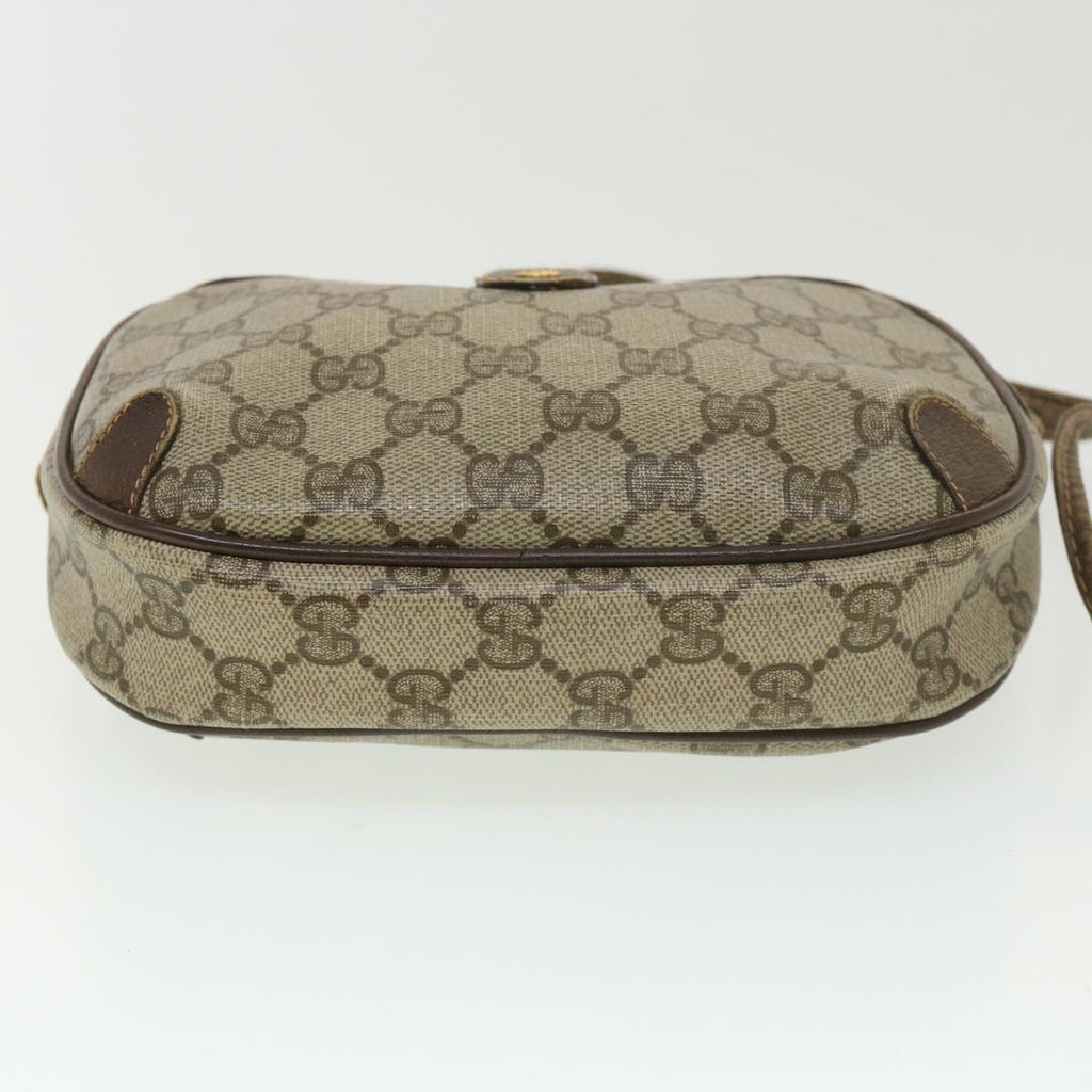 GUCCI GG Canvas Web Sherry Line Shoulder Bag PVC Leather Beige Green ki2800