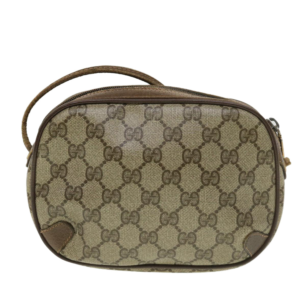 GUCCI GG Canvas Web Sherry Line Shoulder Bag PVC Leather Beige Green ki2800