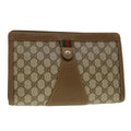 GUCCI GG Canvas Web Sherry Line Clutch Bag Beige Red Green 89.01.033 ki2822
