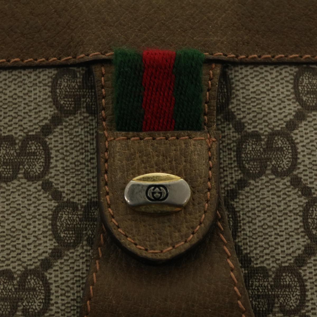 GUCCI GG Canvas Web Sherry Line Clutch Bag Beige Red Green 89.01.033 ki2822