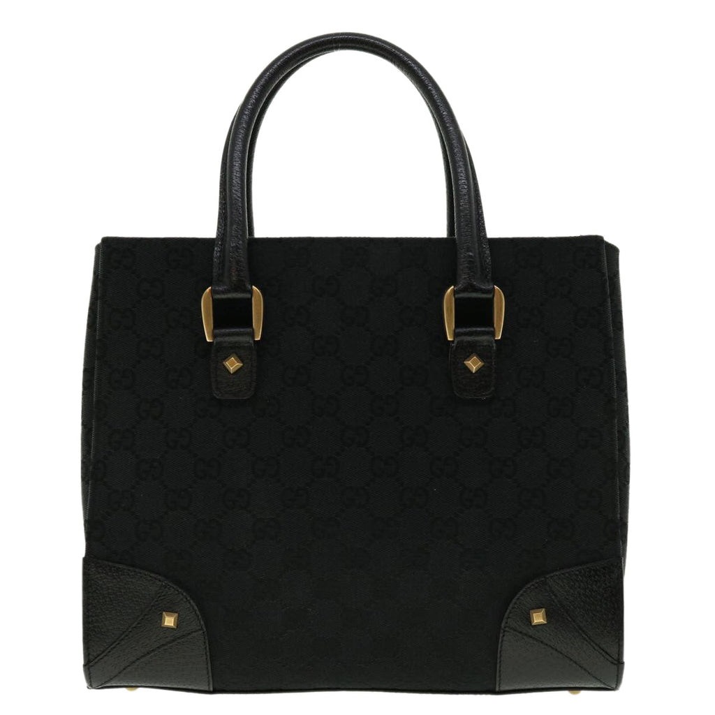 GUCCI GG Canvas Studs Hand Bag Black 120895 ki2824