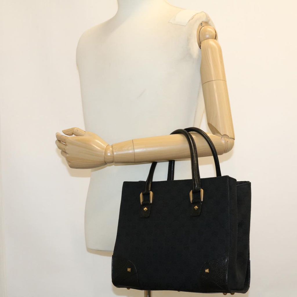GUCCI GG Canvas Studs Hand Bag Black 120895 ki2824