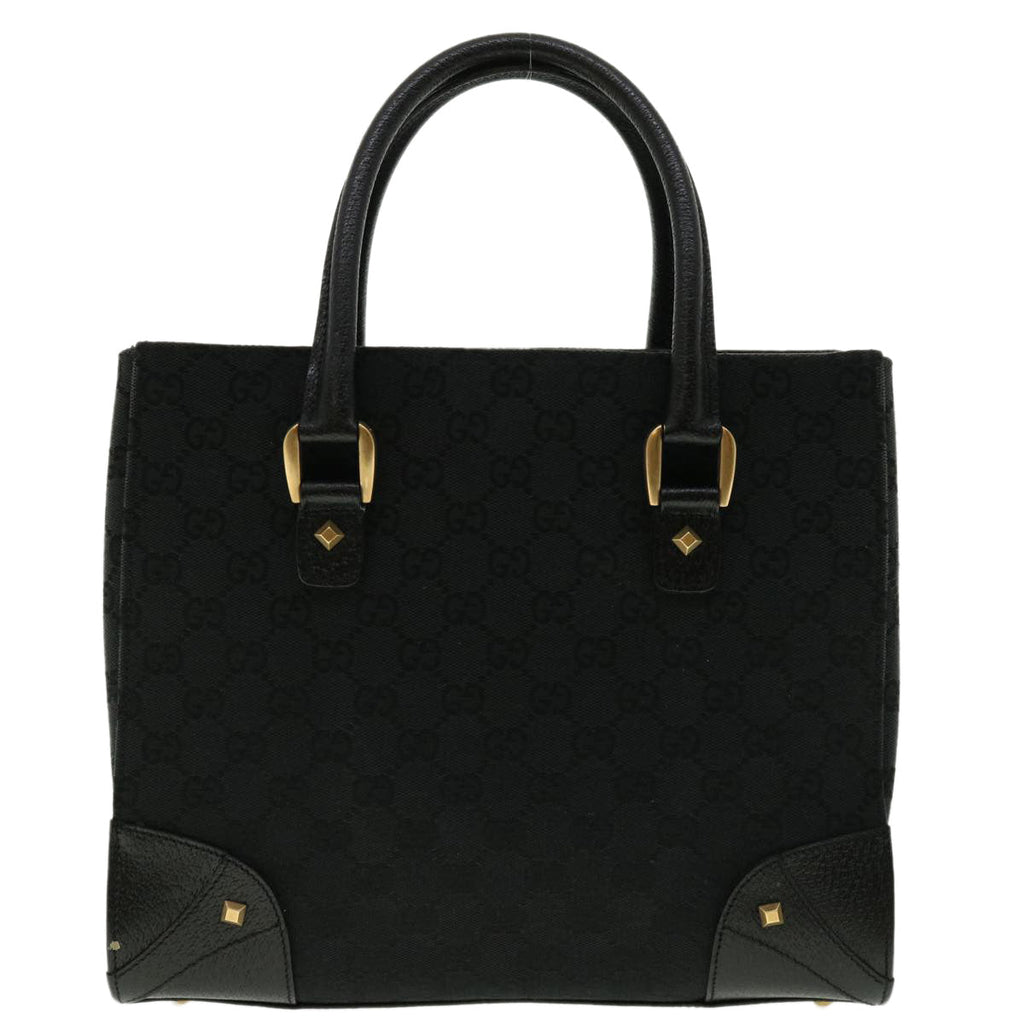 GUCCI GG Canvas Studs Hand Bag Black 120895 ki2824