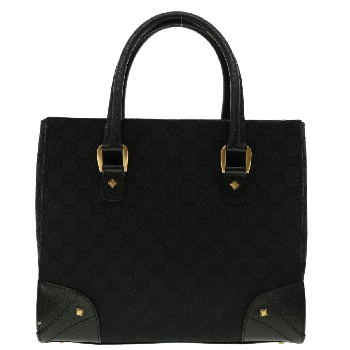 GUCCI GG Canvas Studs Hand Bag Black 120895 ki2824