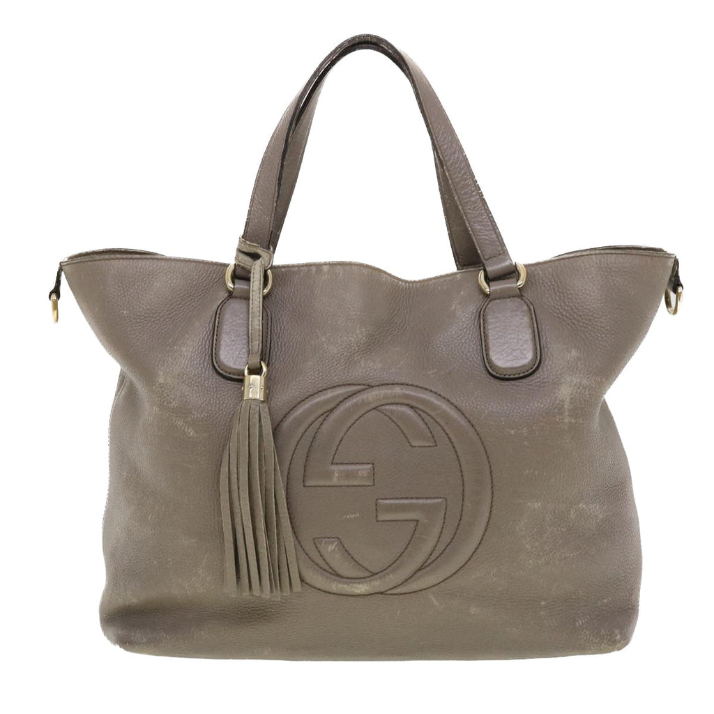 GUCCI Hand Bag Leather 2way Gray 282303 ki2849