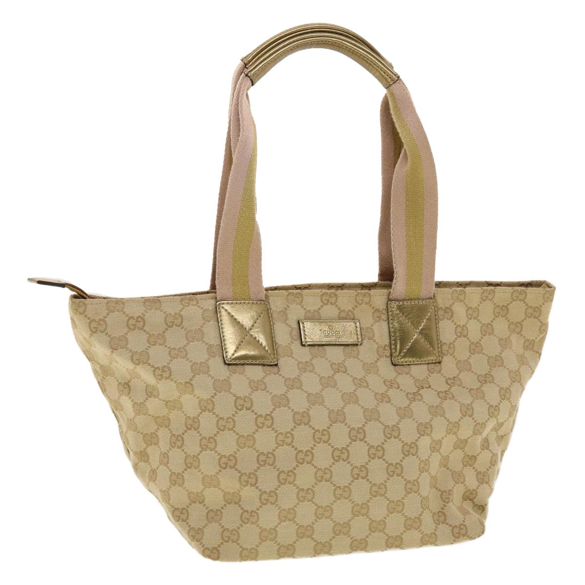GUCCI GG Canvas Sherry Line Tote Bag Gold Pink 131230 ki2872