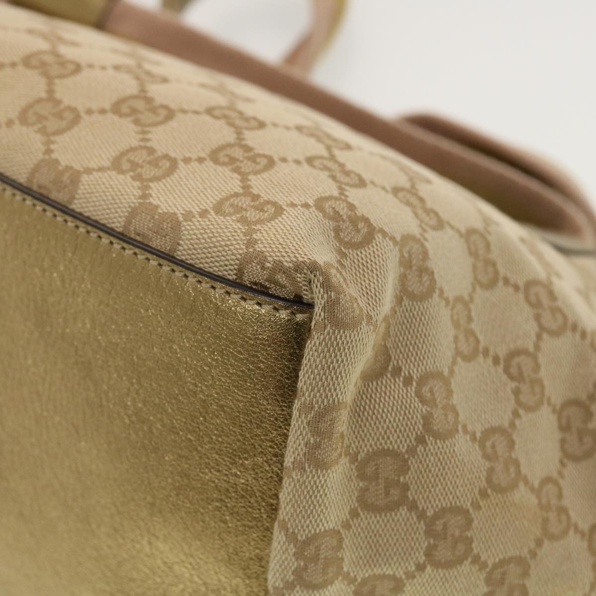 GUCCI GG Canvas Sherry Line Tote Bag Gold Pink 131230 ki2872