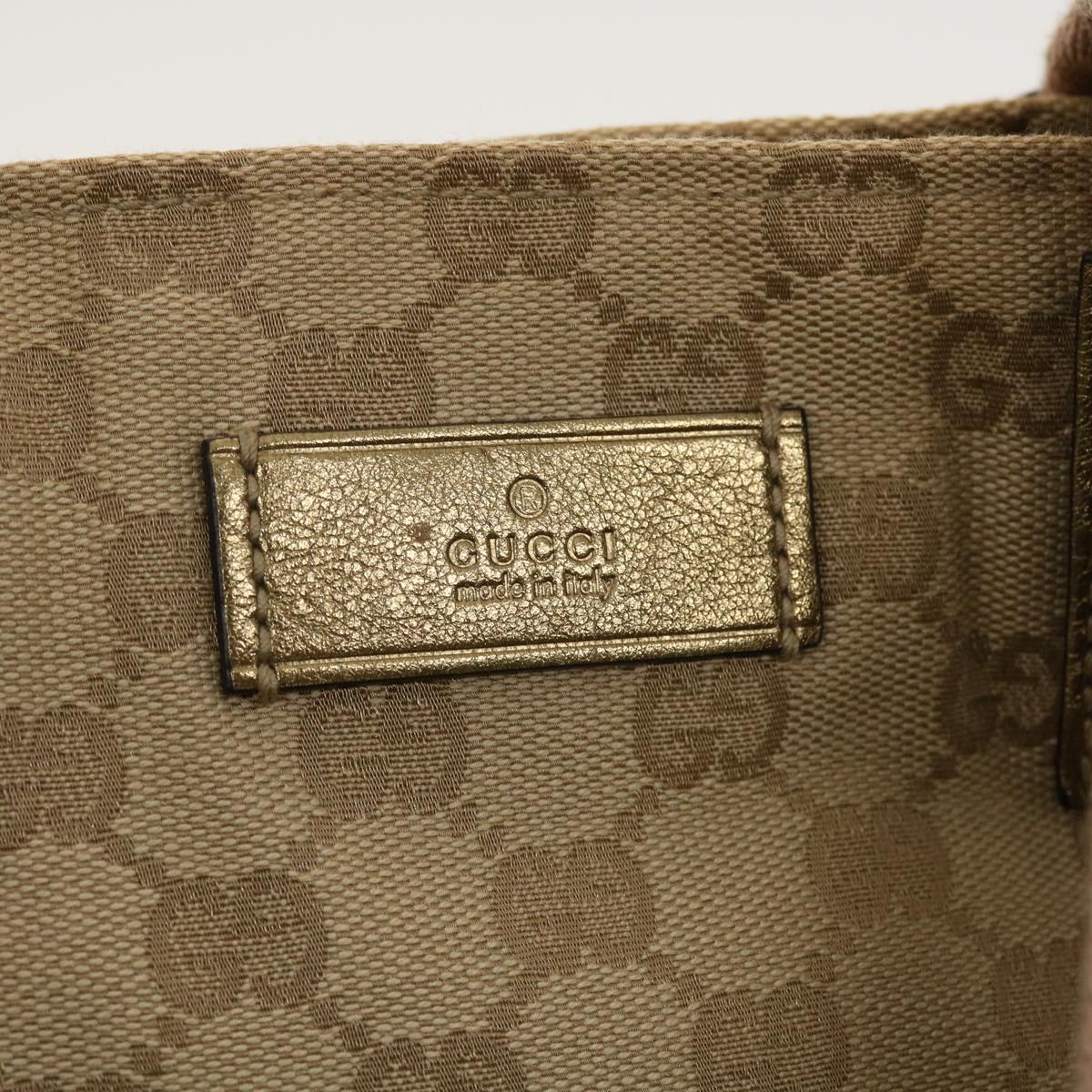 GUCCI GG Canvas Sherry Line Tote Bag Gold Pink 131230 ki2872