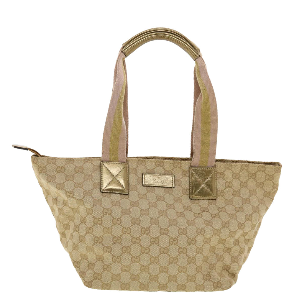 GUCCI GG Canvas Sherry Line Tote Bag Gold Pink 131230 ki2872