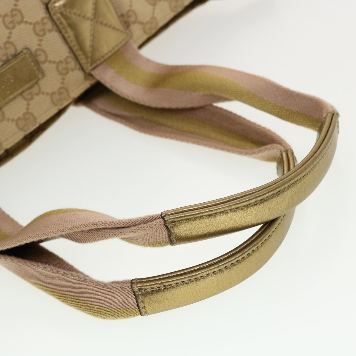 GUCCI GG Canvas Sherry Line Tote Bag Gold Pink 131230 ki2872