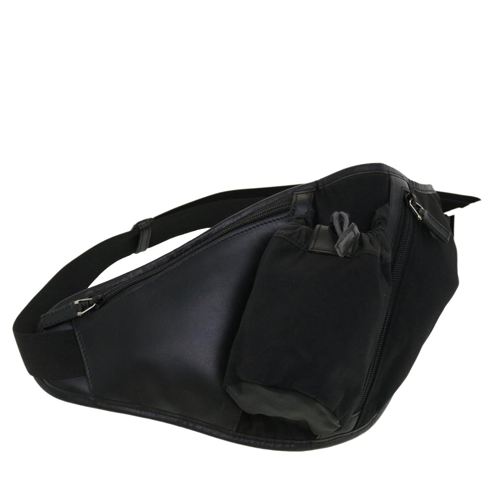 GUCCI Waist Bag Nylon Leather Black ki2883