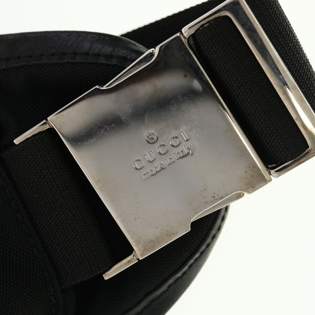GUCCI Waist Bag Nylon Leather Black ki2883