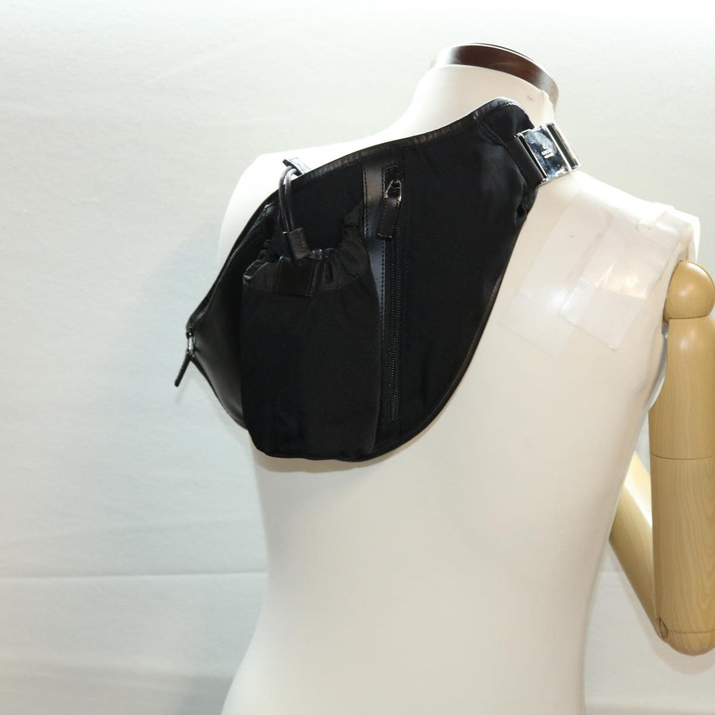 GUCCI Waist Bag Nylon Leather Black ki2883