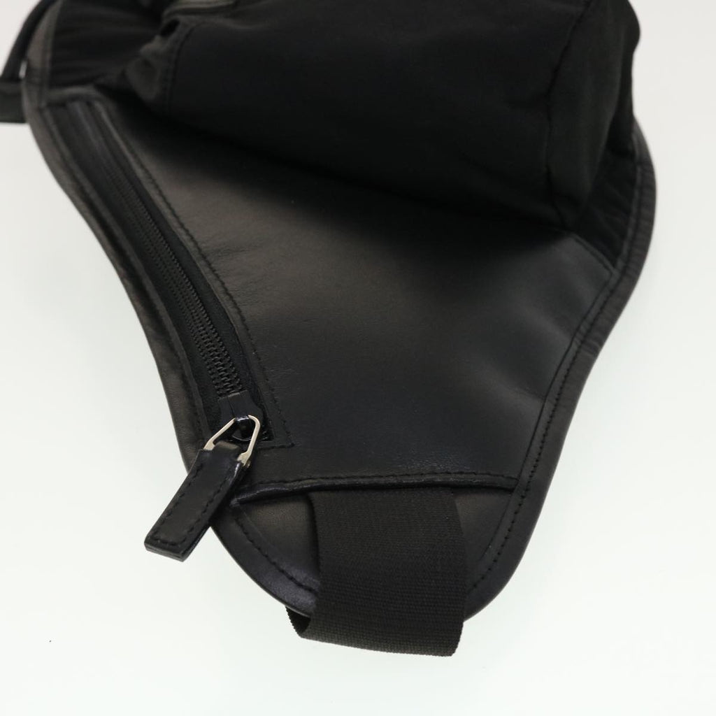 GUCCI Waist Bag Nylon Leather Black ki2883