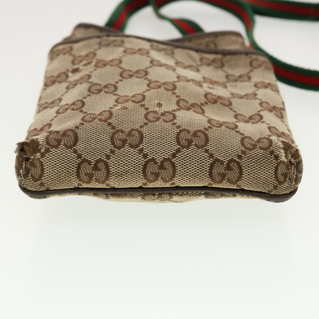 GUCCI GG Canvas Web Sherry Line Shoulder Bag Beige Green Red 141863 ki2891