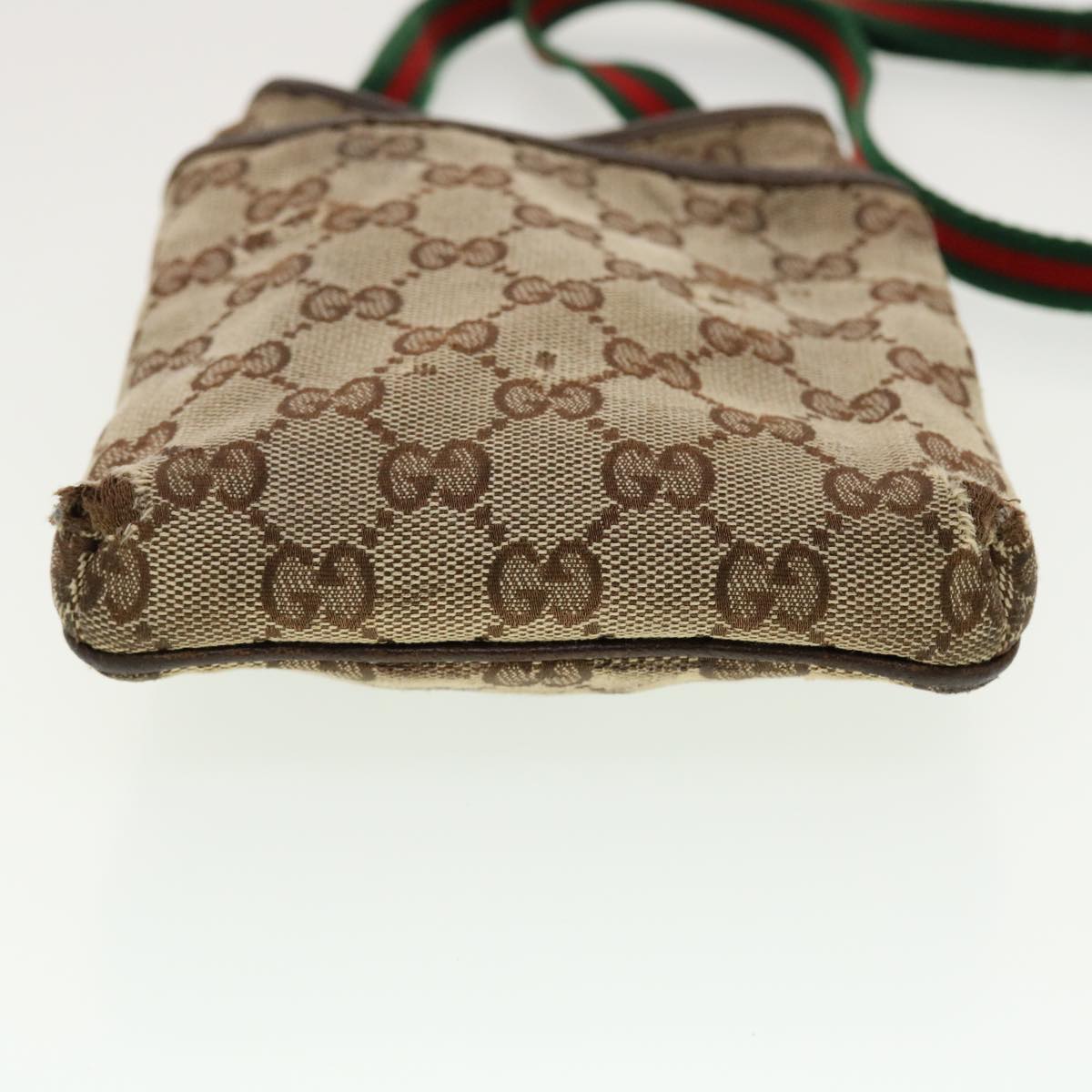 GUCCI GG Canvas Web Sherry Line Shoulder Bag Beige Green Red 141863 ki2891
