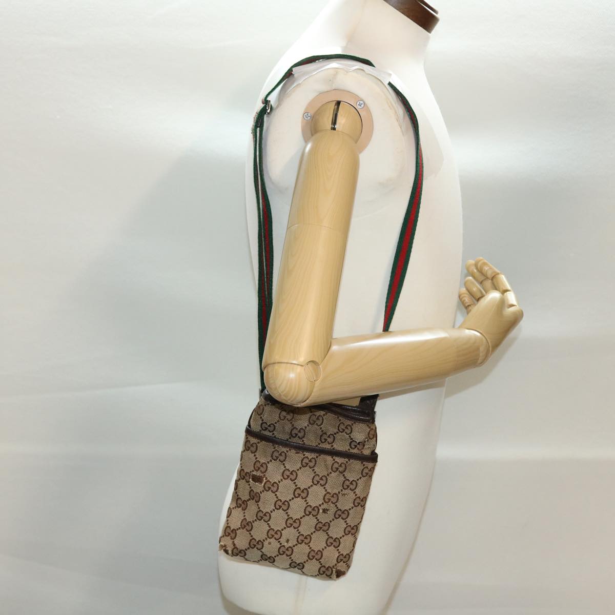 GUCCI GG Canvas Web Sherry Line Shoulder Bag Beige Green Red 141863 ki2891