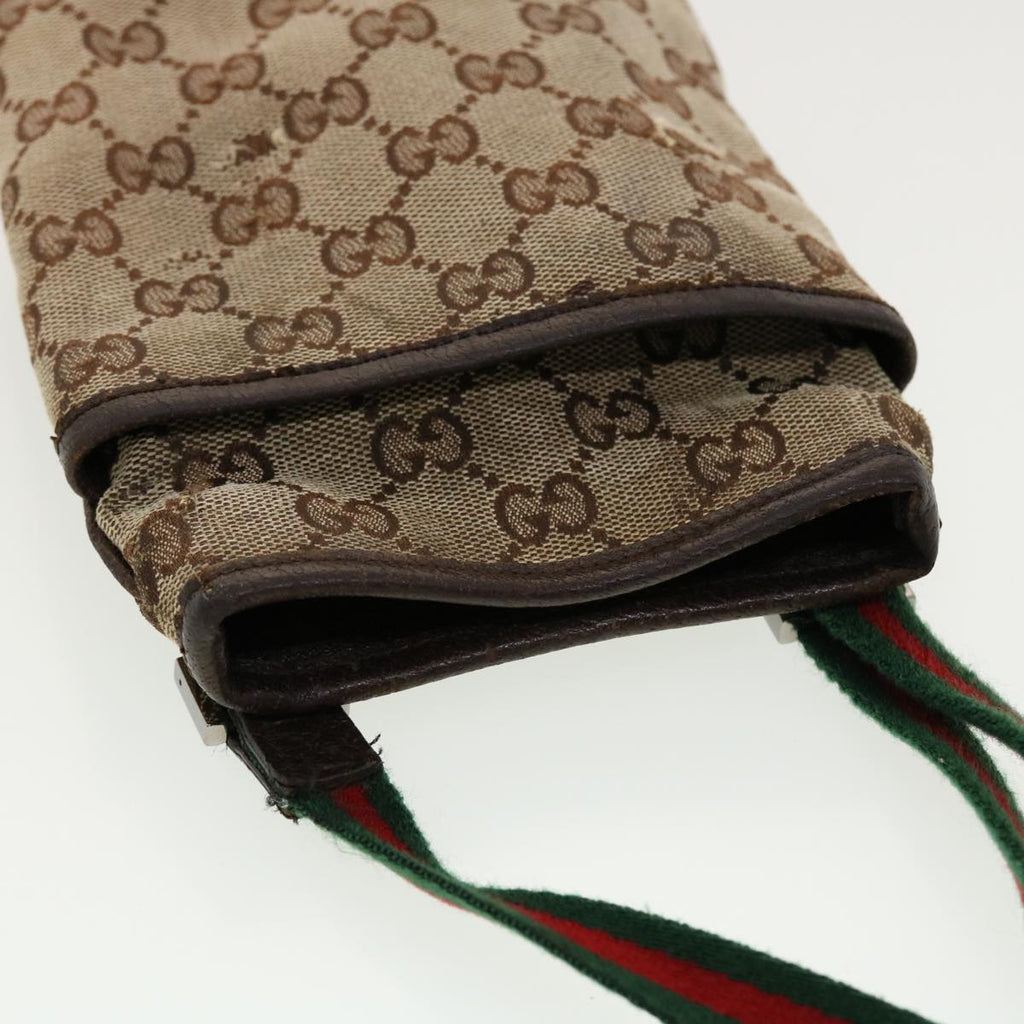 GUCCI GG Canvas Web Sherry Line Shoulder Bag Beige Green Red 141863 ki2891