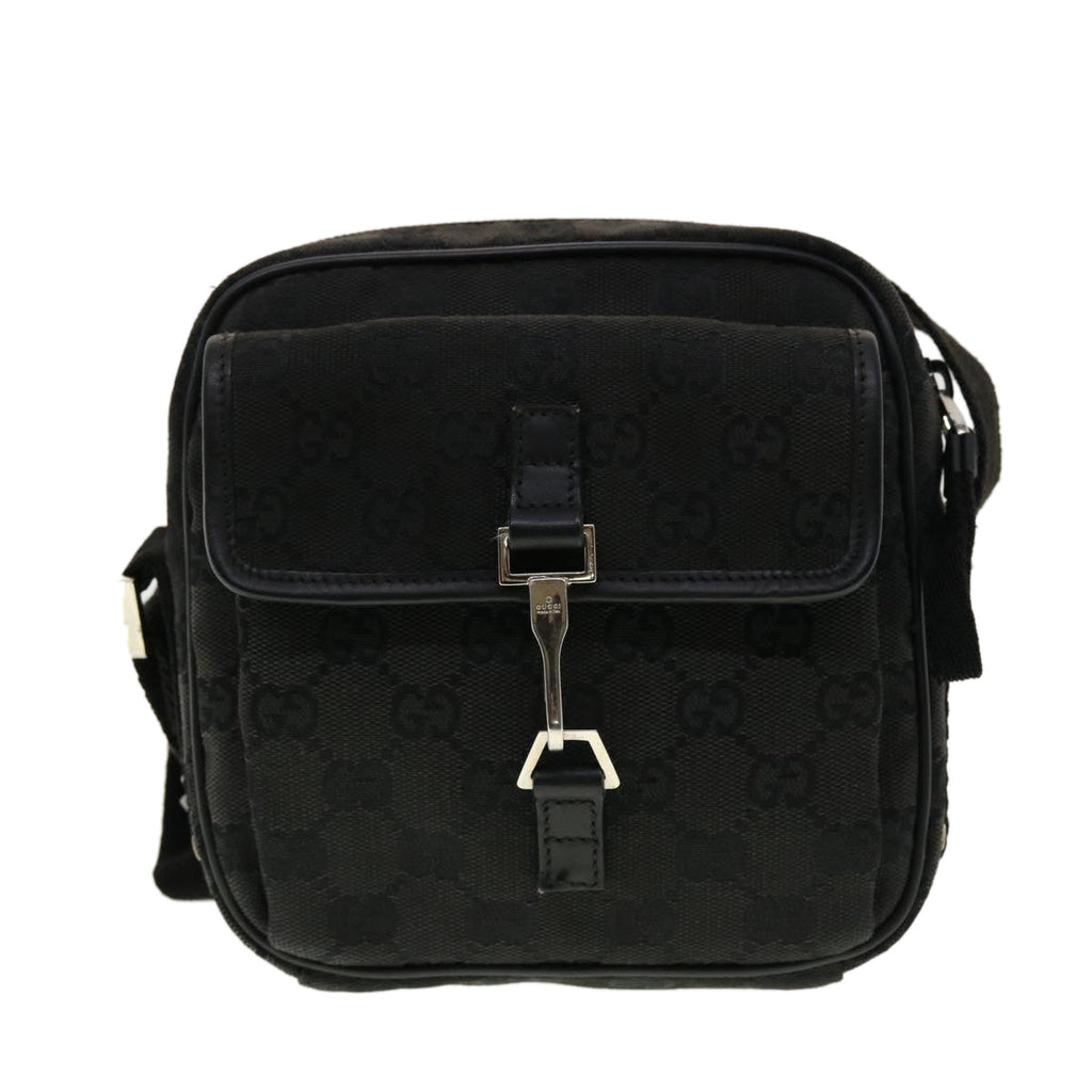 GUCCI GG Canvas Shoulder Bag Black 90470 ki2892