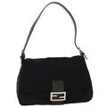 FENDI Mamma Baguette Shoulder Bag Nylon Black ki2894