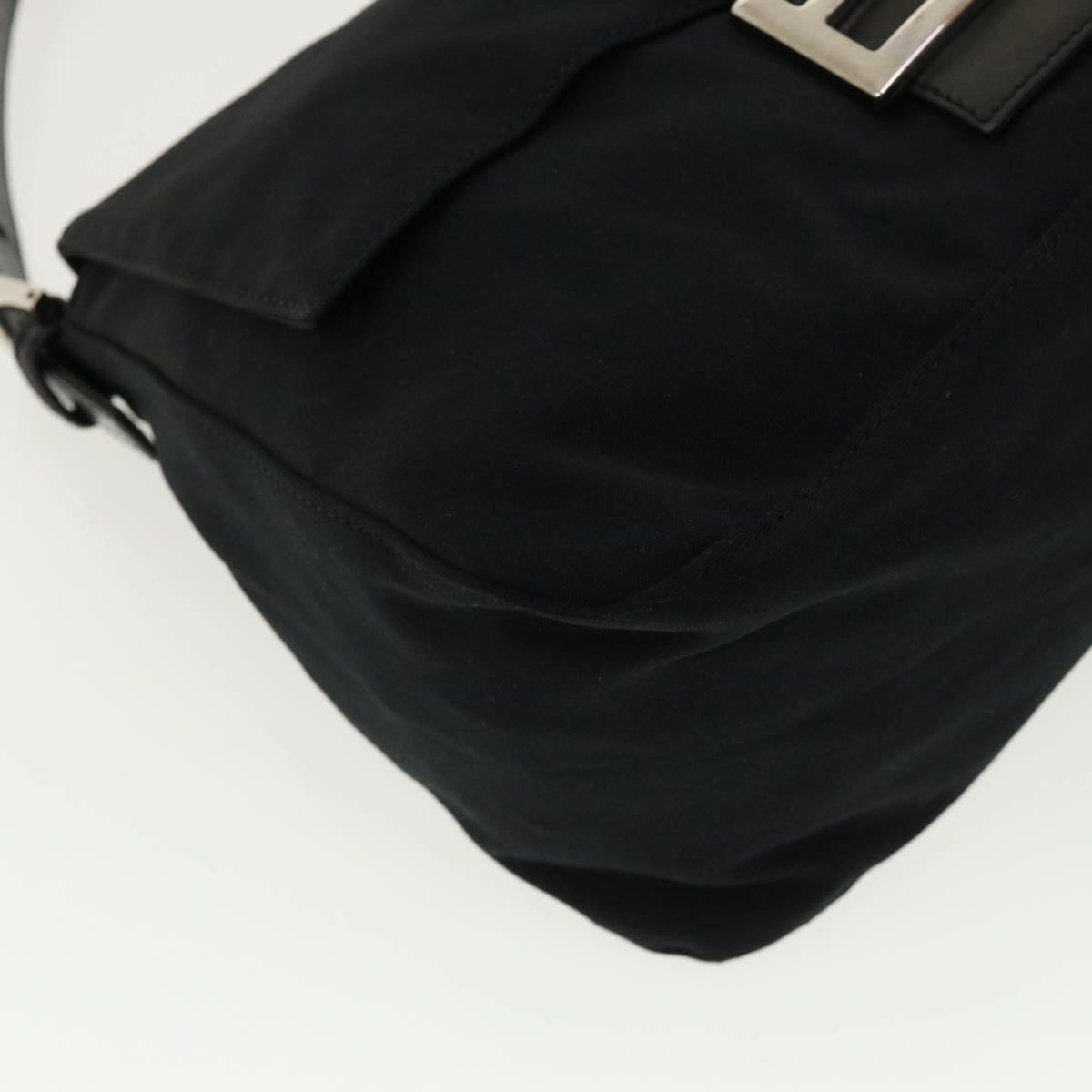 FENDI Mamma Baguette Shoulder Bag Nylon Black ki2894