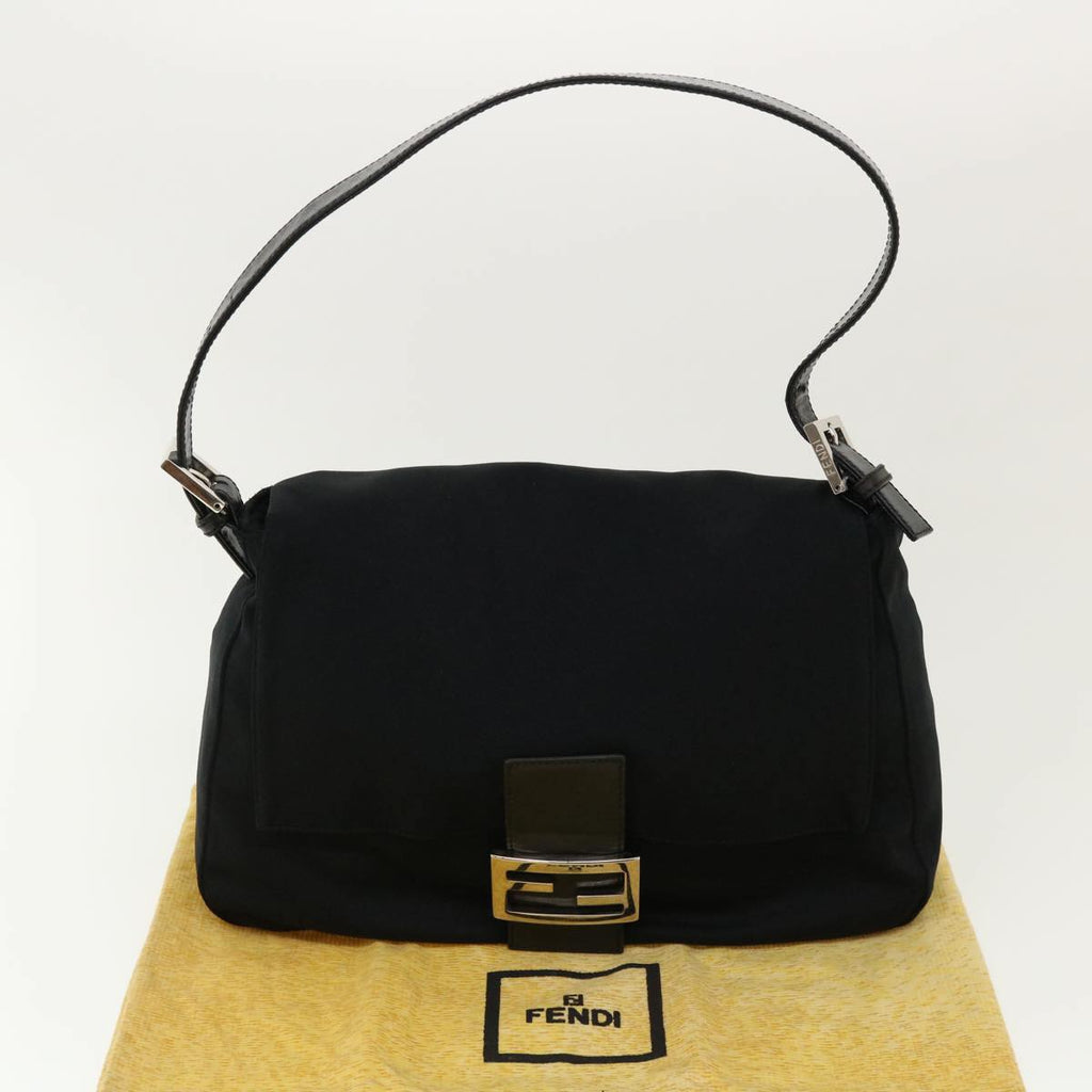 FENDI Mamma Baguette Shoulder Bag Nylon Black ki2894