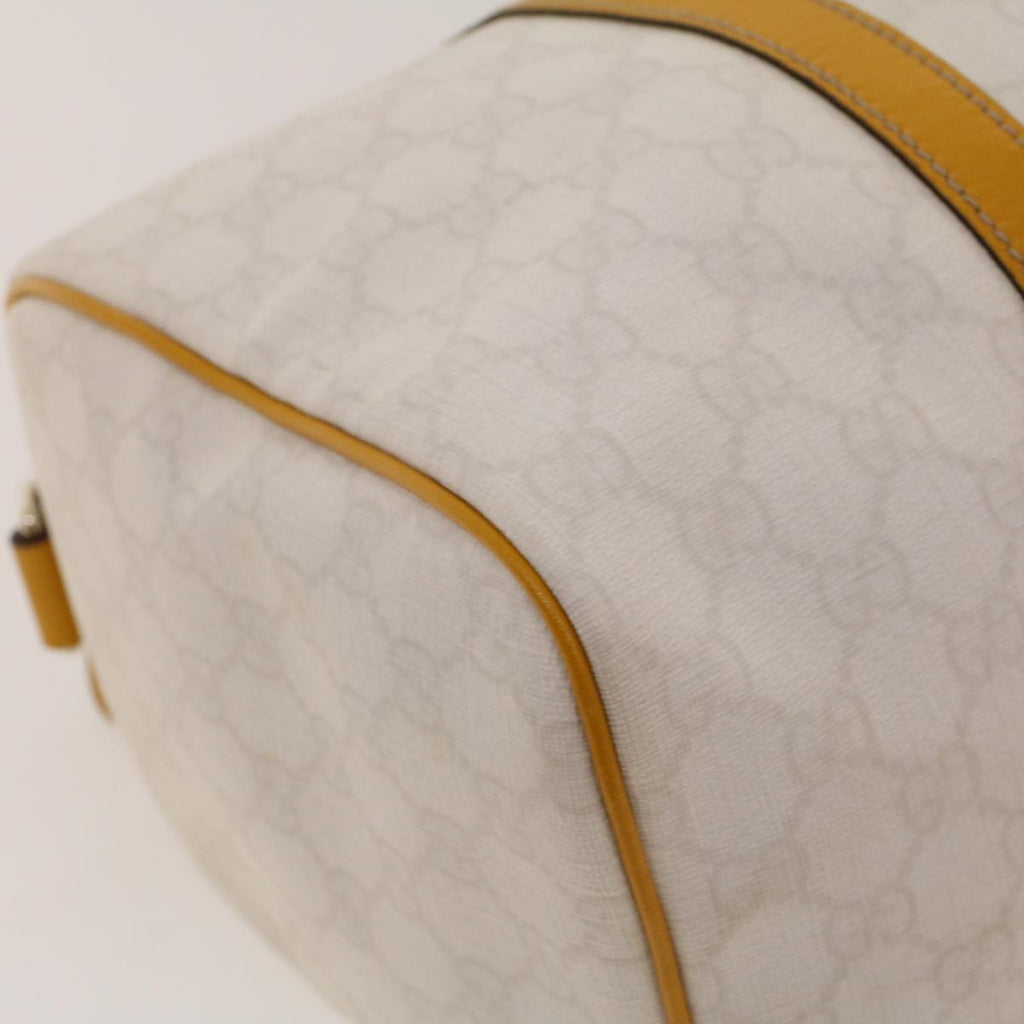 GUCCI GG Canvas Boston Bag PVC Leather White Yellow 193603 ki2920