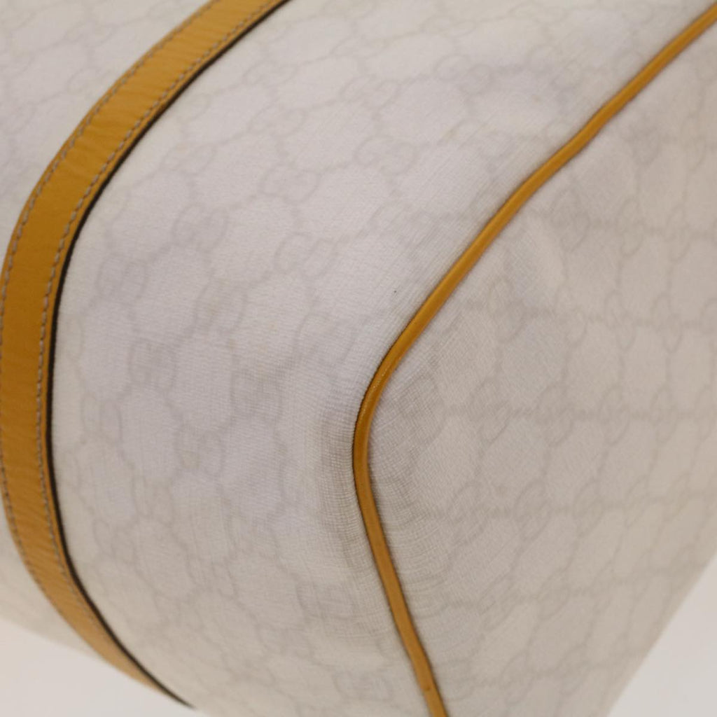 GUCCI GG Canvas Boston Bag PVC Leather White Yellow 193603 ki2920