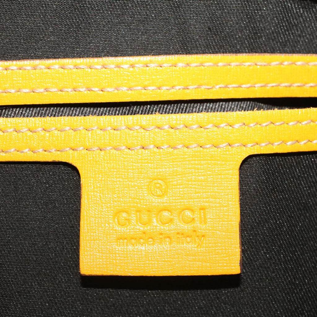 GUCCI GG Canvas Boston Bag PVC Leather White Yellow 193603 ki2920
