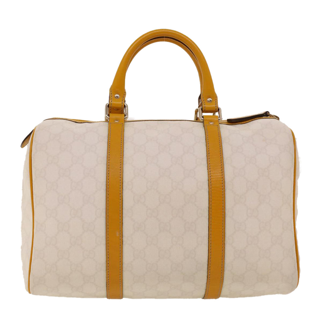 GUCCI GG Canvas Boston Bag PVC Leather White Yellow 193603 ki2920