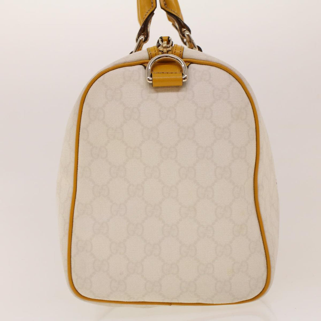 GUCCI GG Canvas Boston Bag PVC Leather White Yellow 193603 ki2920
