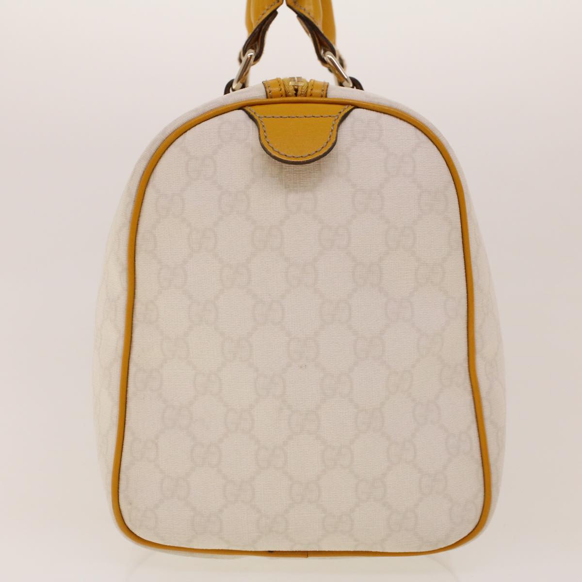 GUCCI GG Canvas Boston Bag PVC Leather White Yellow 193603 ki2920