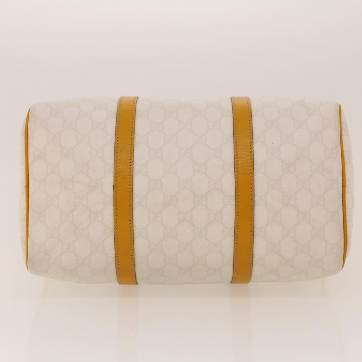GUCCI GG Canvas Boston Bag PVC Leather White Yellow 193603 ki2920