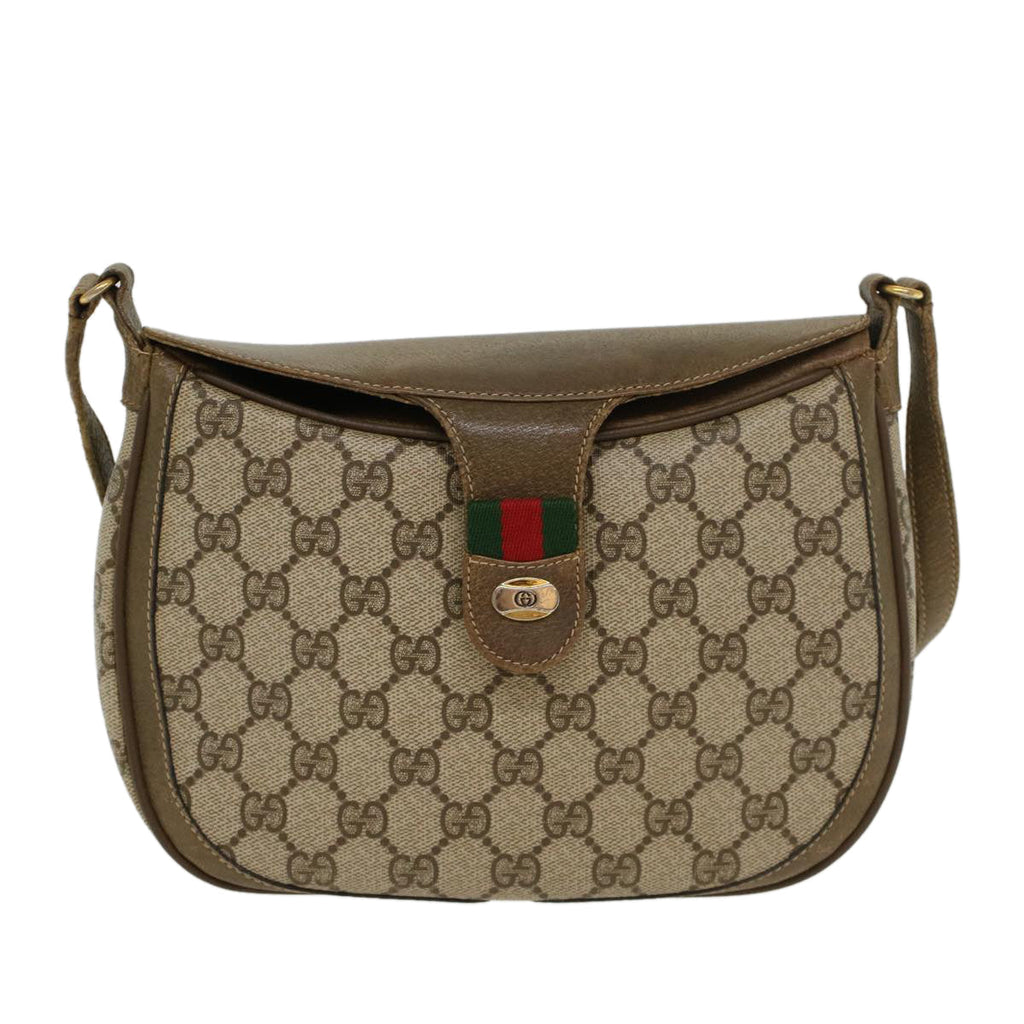 GUCCI GG Canvas Web Sherry Line Shoulder Bag Beige Red Green ki2935