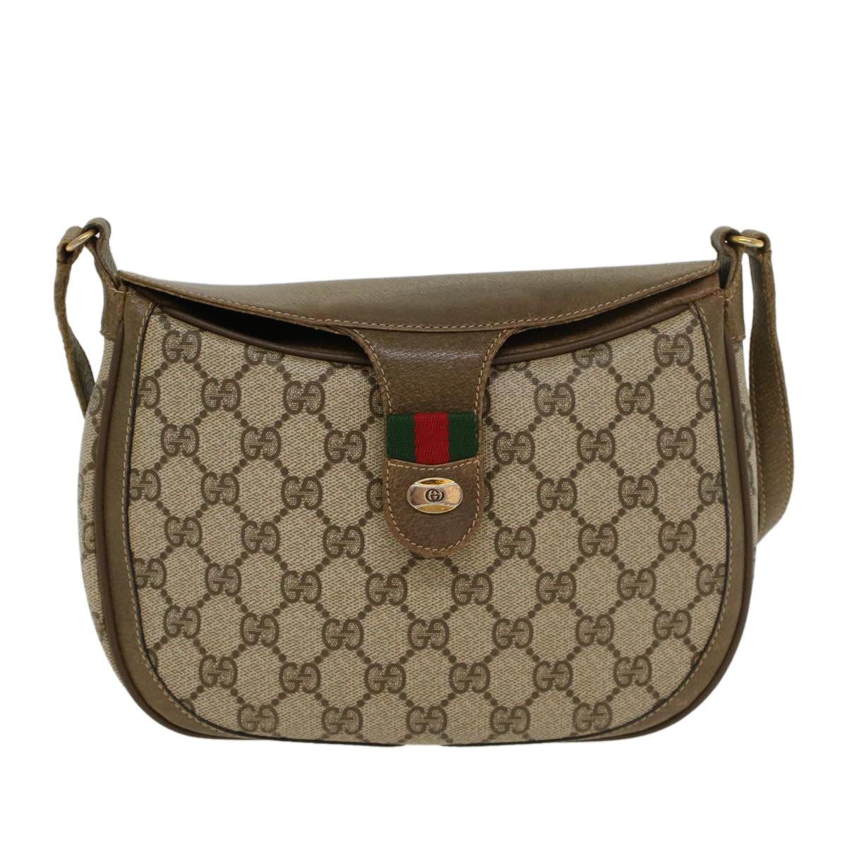 GUCCI GG Canvas Web Sherry Line Shoulder Bag Beige Red Green ki2935