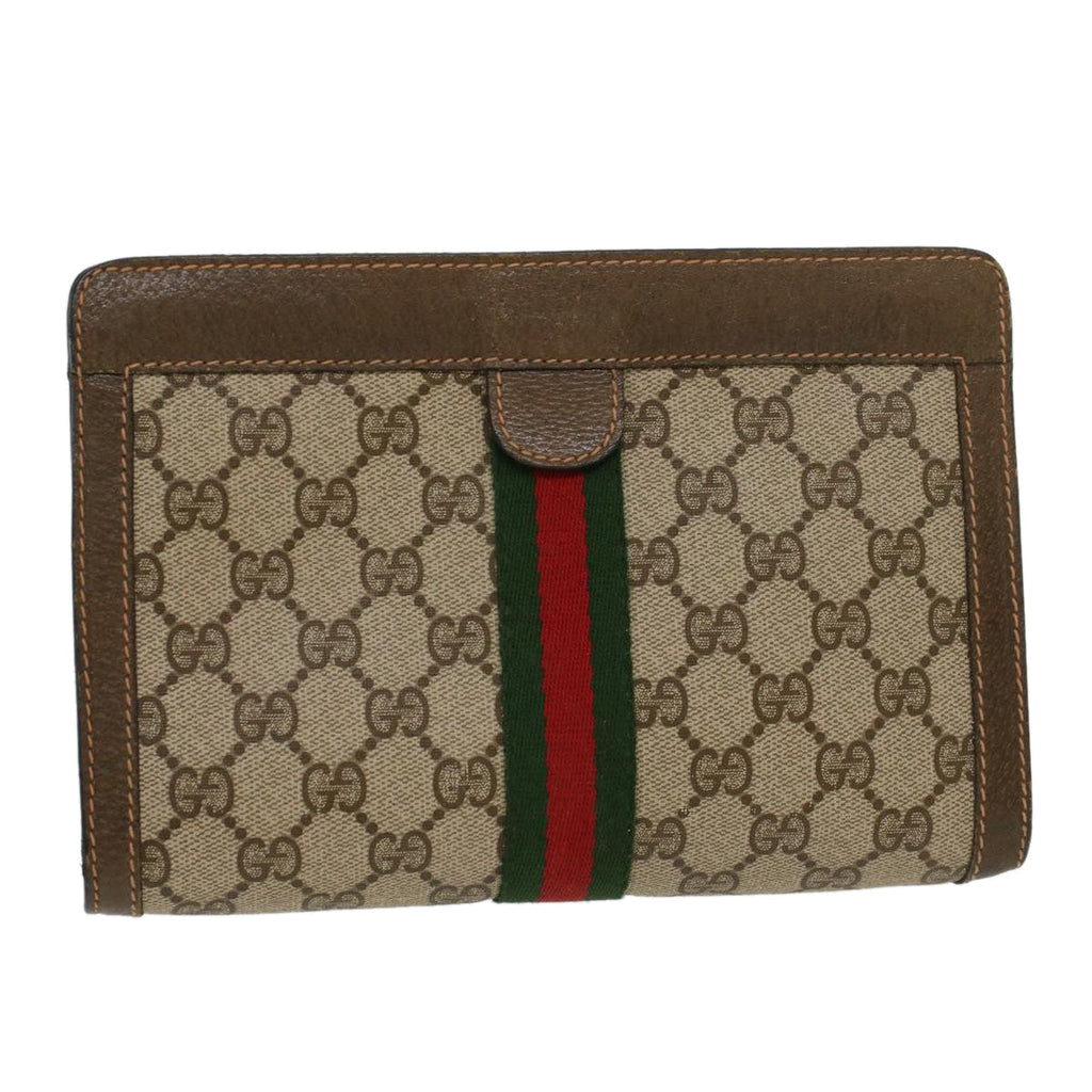 GUCCI GG Canvas Web Sherry Line Clutch Bag Beige Red Green 8901001 ki2945