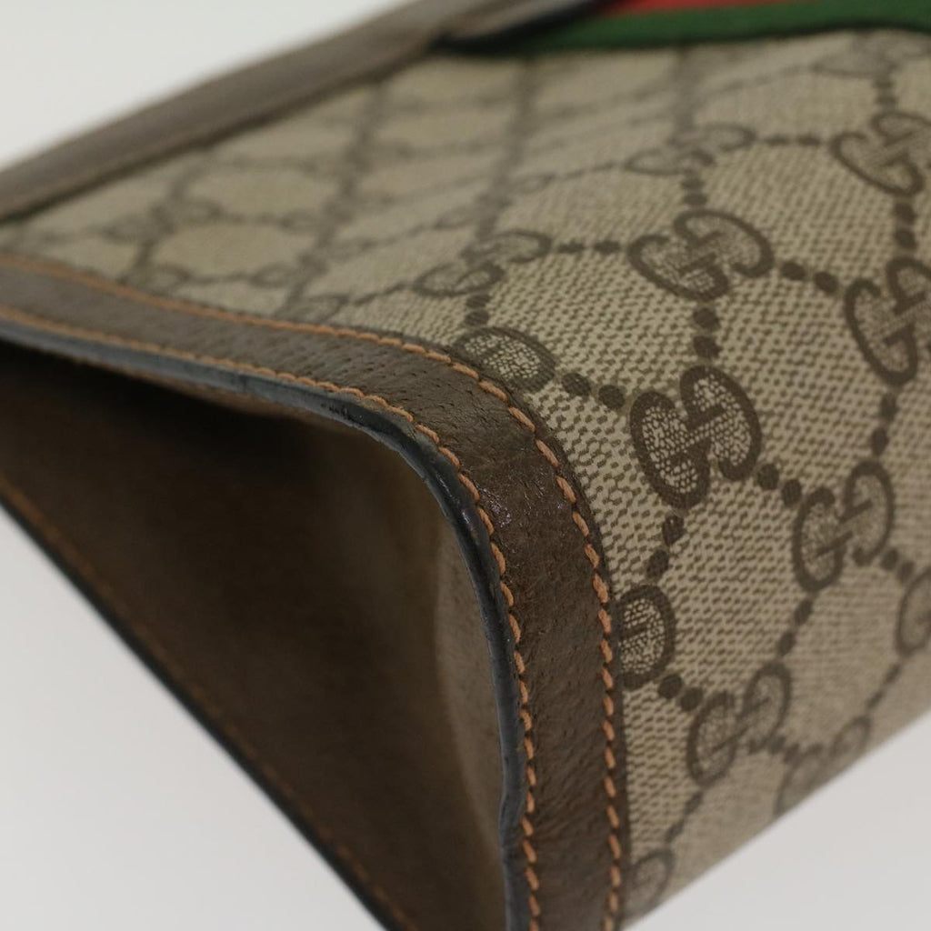 GUCCI GG Canvas Web Sherry Line Clutch Bag Beige Red Green 8901001 ki2945