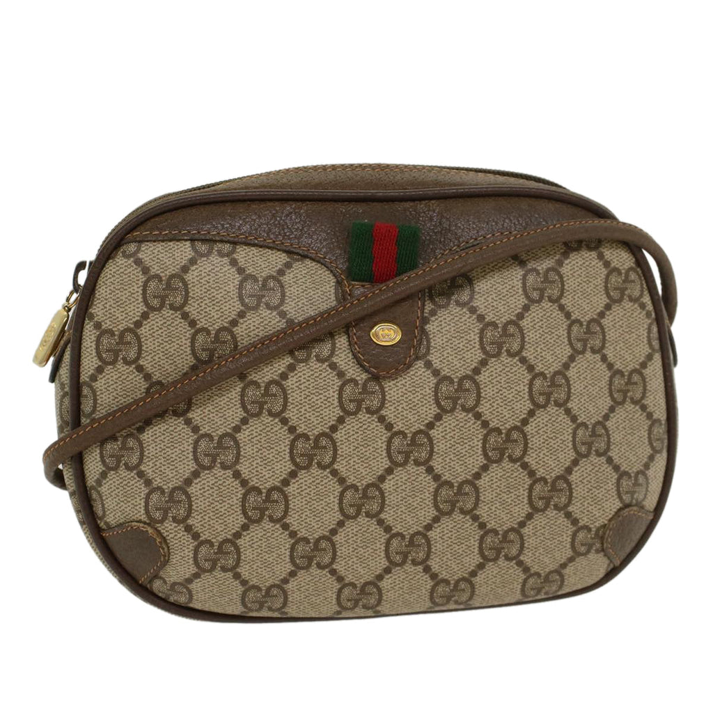 GUCCI GG Canvas Web Sherry Line Shoulder Bag Beige Red 8902066 ki2953