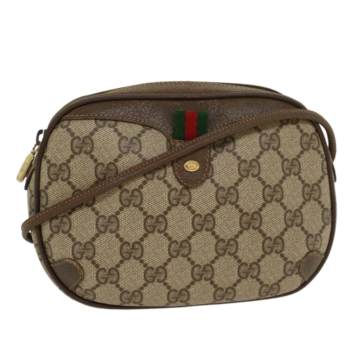 GUCCI GG Canvas Web Sherry Line Shoulder Bag Beige Red 8902066 ki2953