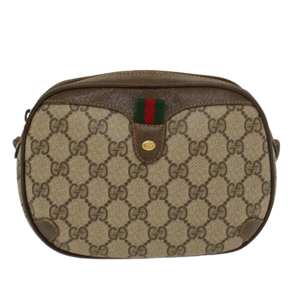 GUCCI GG Canvas Web Sherry Line Shoulder Bag Beige Red 8902066 ki2953