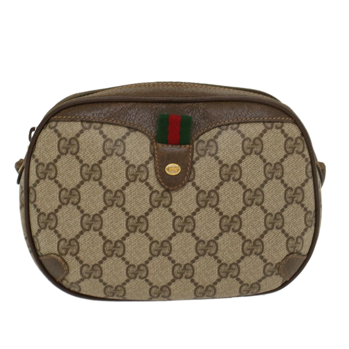 GUCCI GG Canvas Web Sherry Line Shoulder Bag Beige Red 8902066 ki2953