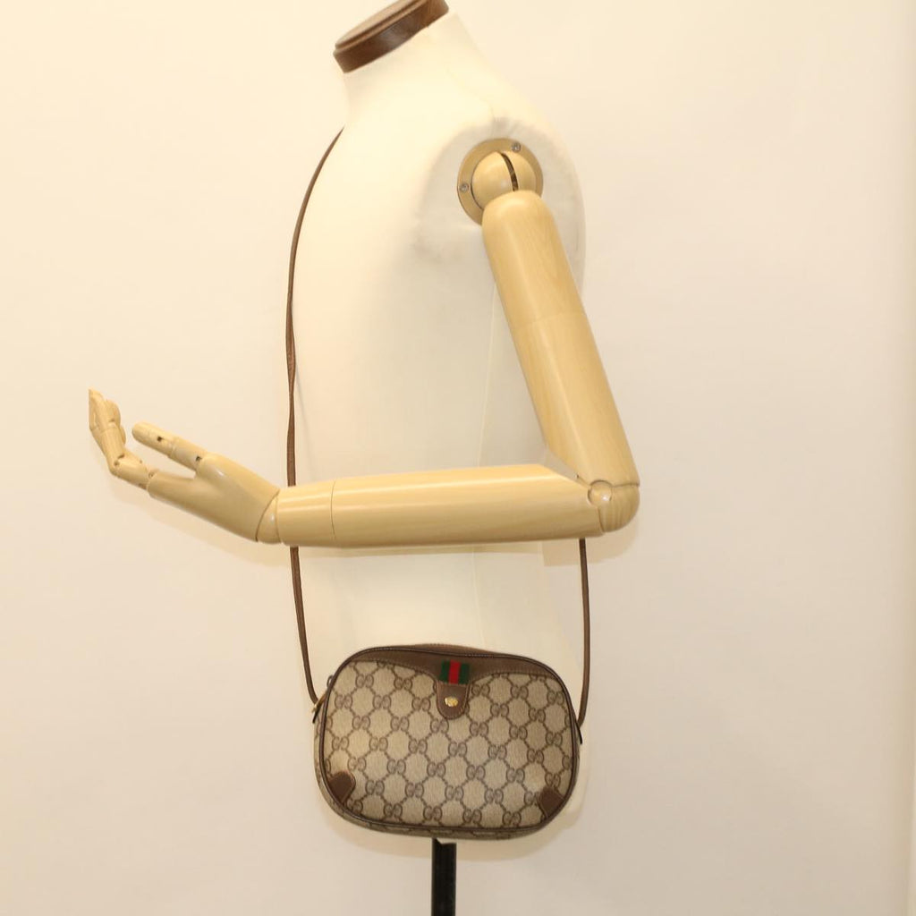 GUCCI GG Canvas Web Sherry Line Shoulder Bag Beige Red 8902066 ki2953