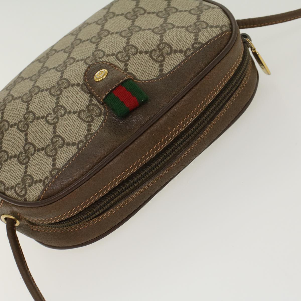 GUCCI GG Canvas Web Sherry Line Shoulder Bag Beige Red 8902066 ki2953