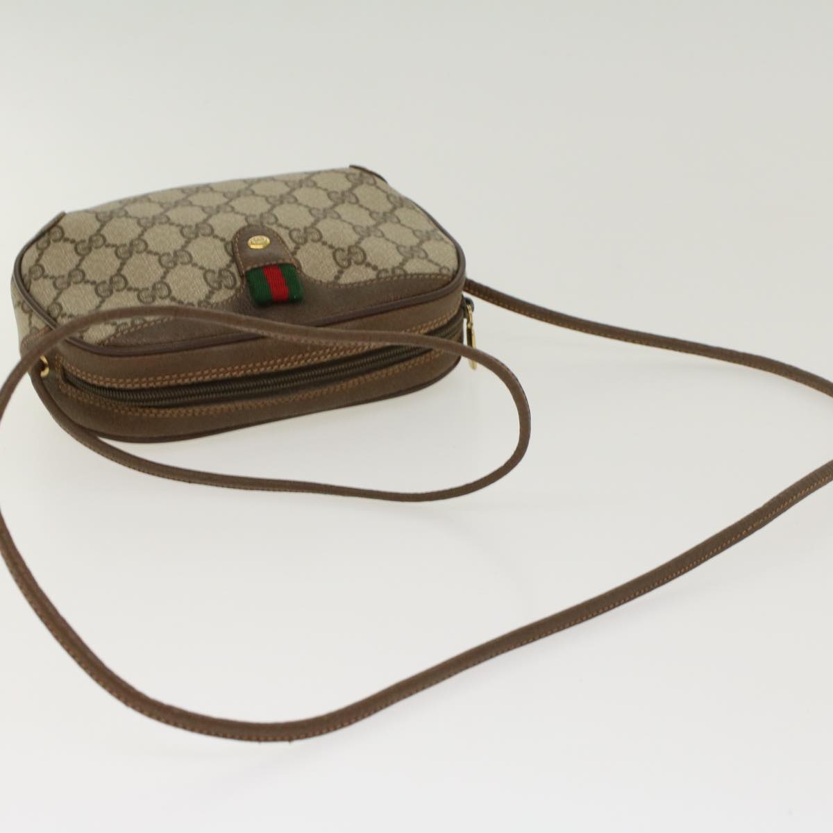 GUCCI GG Canvas Web Sherry Line Shoulder Bag Beige Red 8902066 ki2953