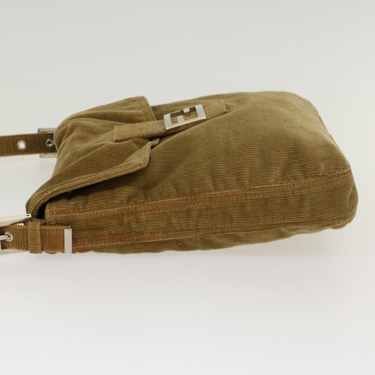 FENDI Mamma Baguette Shoulder Bag Corduroy Khaki ki2956