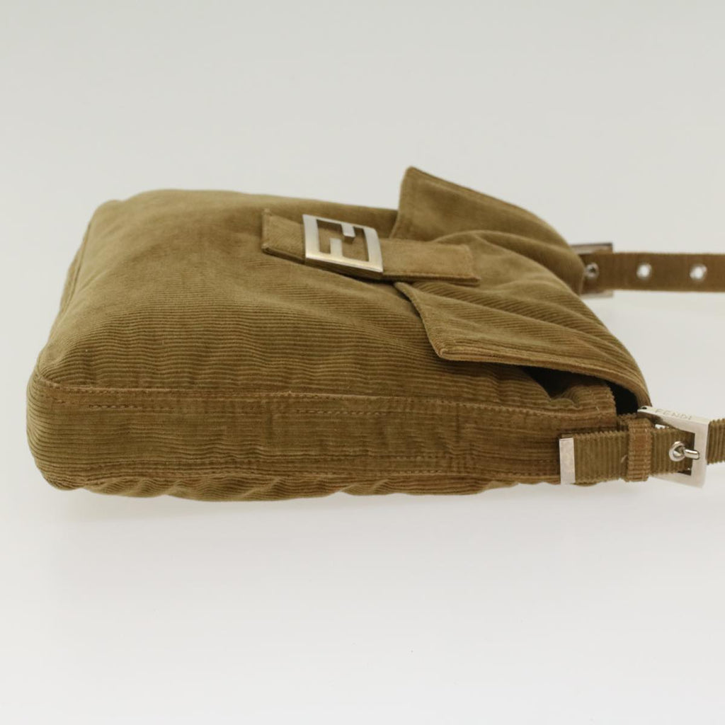 FENDI Mamma Baguette Shoulder Bag Corduroy Khaki ki2956
